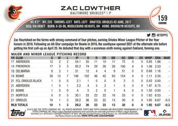 2022 Topps Chrome #159 Zac Lowther Back