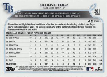 2022 Topps Chrome #201 Shane Baz Back