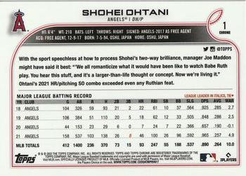 2022 Topps Chrome #1 Shohei Ohtani Back