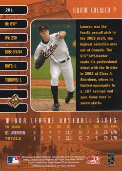 2003 Donruss/Leaf/Playoff (DLP) Rookies & Traded - 2003 Donruss Studio Rookies & Traded Private Signings #201 Adam Loewen Back