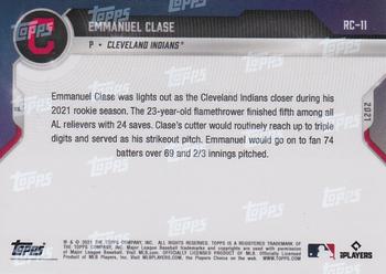 2021 Topps Now Rookie Cup #RC-11 Emmanuel Clase Back