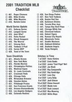 2001 Fleer Tradition - Checklists #NNO Checklist: 407-450 and Inserts Front