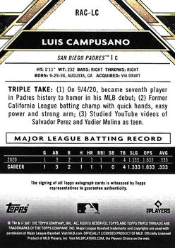 2021 Topps Triple Threads - Rookie Autographs Amethyst #RAC-LC Luis Campusano Back