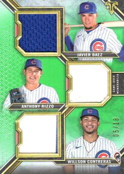 2021 Topps Triple Threads - Triple Threads Legends Relic Combo Emerald #RCC-BRC Javier Baez / Willson Contreras / Anthony Rizzo Front