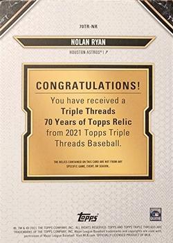 2021 Topps Triple Threads - 70 Years of Topps Relics #70TR-NR Nolan Ryan Back