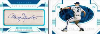 2021 Panini National Treasures - Cut Signature Booklets Holo Platinum Blue #CSB-RC Roger Clemens Front