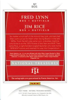 2021 Panini National Treasures - Dual Signatures #BOS Fred Lynn / Jim Rice Back