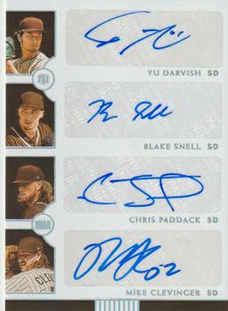 2021 Panini National Treasures - Quad Signatures Holo Silver #SD-21 Blake Snell / Chris Paddack / Yu Darvish / Mike Clevinger Front