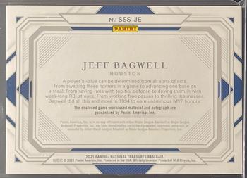 2021 Panini National Treasures - Shadowbox Swatch Signatures Gold #SSS-JB Jeff Bagwell Back