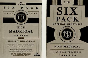 2021 Panini National Treasures - Six Pack Material Signatures Booklet #SPM-NM Nick Madrigal Back