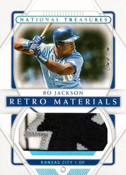 2021 Panini National Treasures - Retro Materials Holo Platinum Blue #RM-BO Bo Jackson Front