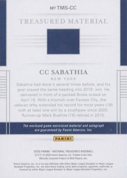 2021 Panini National Treasures - Supplied Cards #TMS-CC CC Sabathia Back