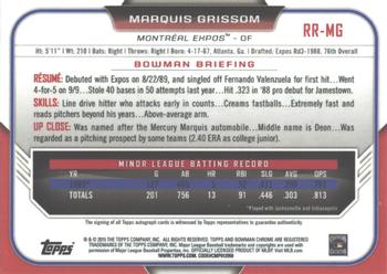 2015 Bowman - Chrome Rookie Recollections Autographs #RR-MG Marquis Grissom Back