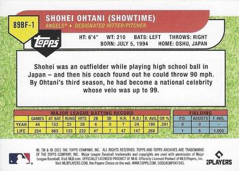 2021 Topps Archives - 1989 Topps Big Foil #89BF-1 Shohei Ohtani Back