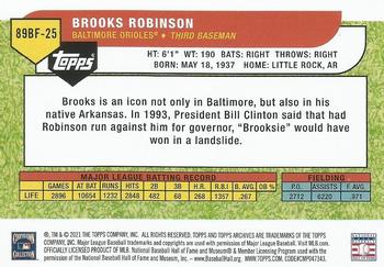 2021 Topps Archives - 1989 Topps Big Foil #89BF-25 Brooks Robinson Back