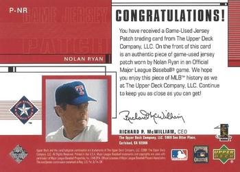 2001 Upper Deck - Game Jersey Patches (Series Two) #P-NRr Nolan Ryan Back