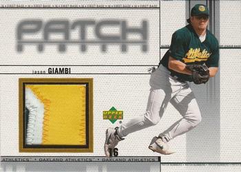 2002 Upper Deck - Game-Worn Patches: Patch Numbers #PN-JG Jason Giambi Front