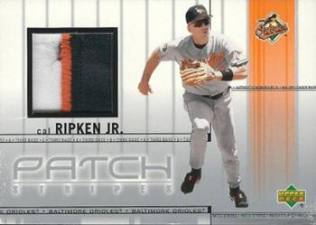 2002 Upper Deck - Game-Worn Patches: Patch Stripes #PS-CR Cal Ripken Jr. Front