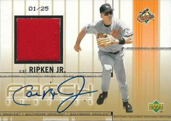 2002 Upper Deck - Signed Game-Worn Patches: Patch Stripes #SPS-CR Cal Ripken Jr. Front