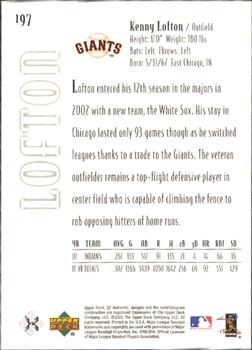 2002 Upper Deck Rookie Update - 2002 SP Authentic Update #197 Kenny Lofton Back