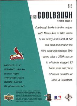 2002 Upper Deck Rookie Update - 2002 Upper Deck Diamond Collection Update #616 Mike Coolbaugh Back