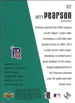 2002 Upper Deck Rookie Update - 2002 Upper Deck Diamond Collection Update #622 Terry Pearson Back