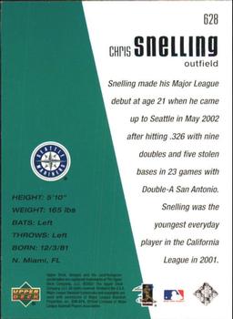 2002 Upper Deck Rookie Update - 2002 Upper Deck Diamond Collection Update #628 Chris Snelling Back