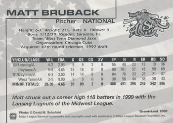 2002 Grandstand AA All-Star Game #NNO Matt Bruback Back
