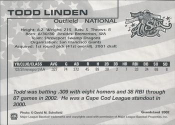 2002 Grandstand AA All-Star Game #NNO Todd Linden Back