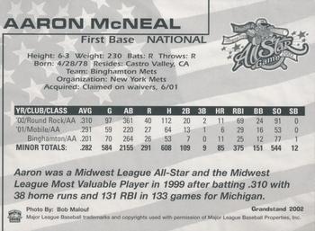 2002 Grandstand AA All-Star Game #NNO Aaron McNeal Back