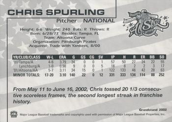 2002 Grandstand AA All-Star Game #NNO Chris Spurling Back