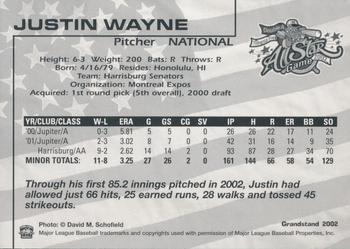 2002 Grandstand AA All-Star Game #NNO Justin Wayne Back