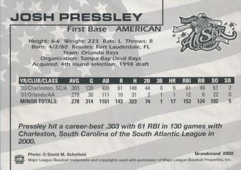 2002 Grandstand AA All-Star Game #NNO Josh Pressley Back