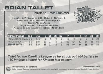 2002 Grandstand AA All-Star Game #NNO Brian Tallet Back