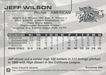 2002 Grandstand AA All-Star Game #NNO Jeff Wilson Back