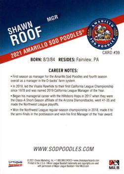 2021 Choice Amarillo Sod Poodles #37 Shawn Roof Back
