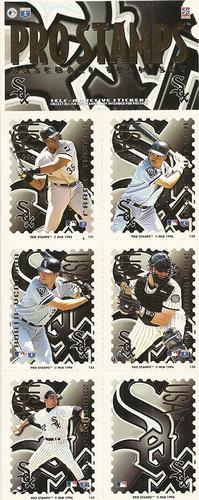 1996 Pro Stamps - Uncut Sheets #131-135 Frank Thomas / Ozzie Guillen / Robin Ventura / Ron Karkovice / Alex Fernandez / White Sox Logo Front