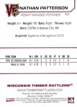 2021 Choice Wisconsin Timber Rattlers #21 Nathan Patterson Back