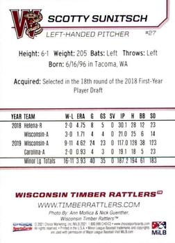 2021 Choice Wisconsin Timber Rattlers #27 Scotty Sunitsch Back