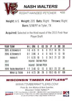 2021 Choice Wisconsin Timber Rattlers #28 Nash Walters Back