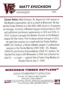 2021 Choice Wisconsin Timber Rattlers #30 Matt Erickson Back
