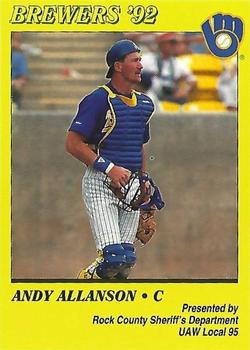 1992 Milwaukee Brewers Police - Rock County Sheriff's Department, UAW Local 95 #NNO Andy Allanson Front
