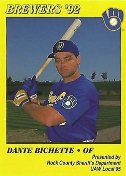 1992 Milwaukee Brewers Police - Rock County Sheriff's Department, UAW Local 95 #NNO Dante Bichette Front