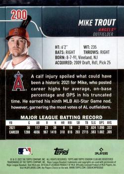 2022 Stadium Club #200 Mike Trout Back