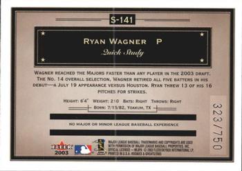 2003 Fleer Rookies & Greats - 2003 Fleer Showcase Rookie Update #S-141 Ryan Wagner Back