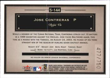 2003 Fleer Rookies & Greats - 2003 Fleer Showcase Rookie Update #S-144 Jose Contreras Back