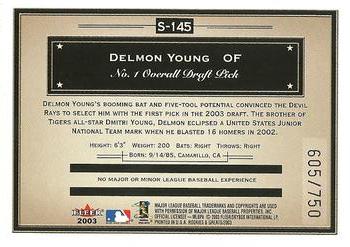 2003 Fleer Rookies & Greats - 2003 Fleer Showcase Rookie Update #S-145 Delmon Young Back