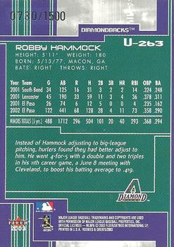 2003 Fleer Rookies & Greats - 2003 Ultra Rookie Update #U-263 Robby Hammock Back