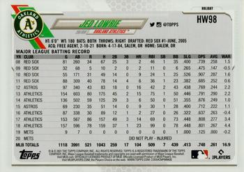 2021 Topps Holiday #HW98 Jed Lowrie Back