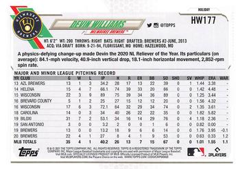 2021 Topps Holiday #HW177 Devin Williams Back